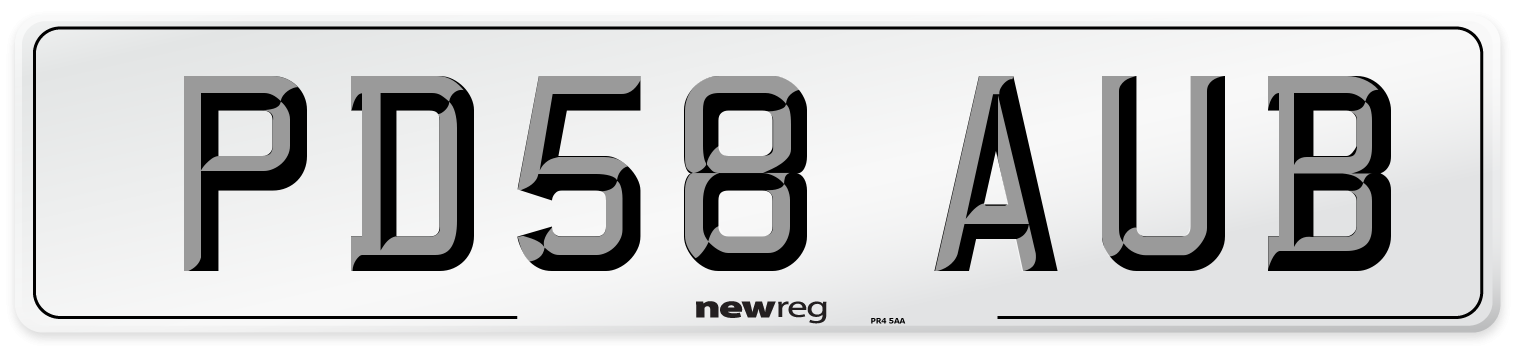 PD58 AUB Number Plate from New Reg